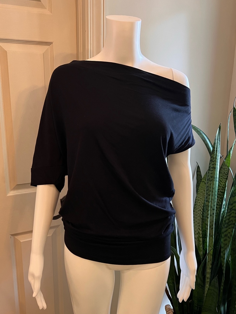 Cabi Black Off Shoulder Top Size Small Casual Draped Blouse